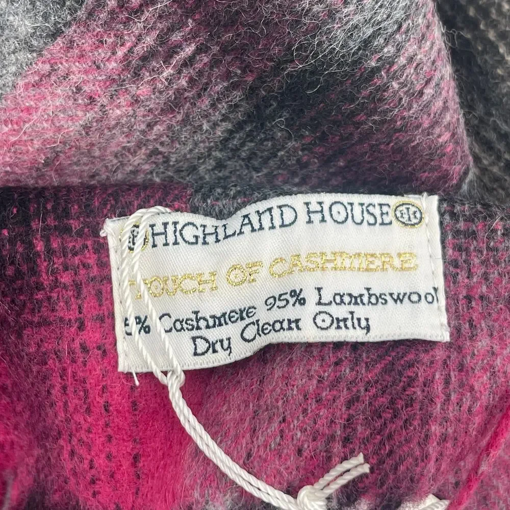 HIGHLAND HOUSE Scarf 5% Cashmere 95% Lambswool Plaid NWT Touch of Cashmere